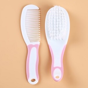 2Pcs/Set Baby Hairbrush Comb Portable Newborn Infant Toddlers Soft Hair Brush Head Massager Set Baby Kids Hair Care Supplies: Pink