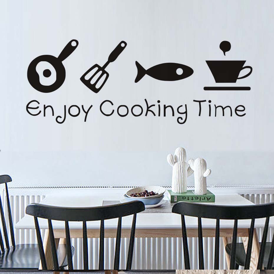 Wall Stickers Enjoy Cooking Time Decor Kitchen Originality Cut Cartoon Stencil For Kids Nursery Home Decoration YY319