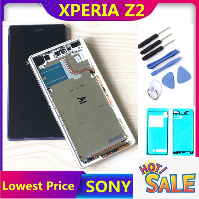 5.2 ''D6502 D6503 D6543 LCD Voor SONY Xperia Z2 Display Touch Screen Digitizer Vergadering Voor SONY Xperia Z2 LCD frame back cover