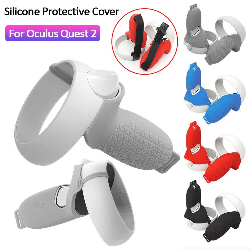 Cubierta protectora de silicona VR para Oculus Quest 2, funda protectora suave con mango de piel, accesorios de VR, 1 ud.