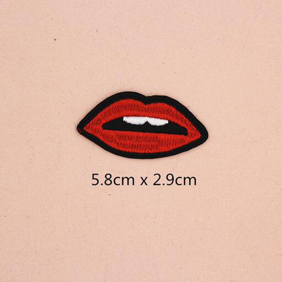 Regenboog Liefde Hart Patches Cap Schoen Ijzer Op Geborduurde Applicaties DIY Kleding Accessoires Patch Voor Kleding Stof Badges BU65: BU65N3 Red Mouth