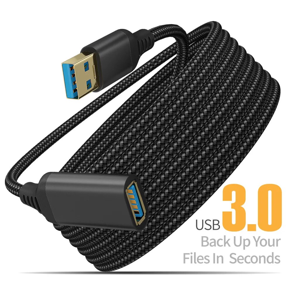 USB 3.0 Verlengkabel 5Gbps Hoge Snelheid Koord Nylon Gevlochten USB Extender Data Draad voor Webcam Camera Toetsenbord Printer 1m 2m 3m: Black / 11 m