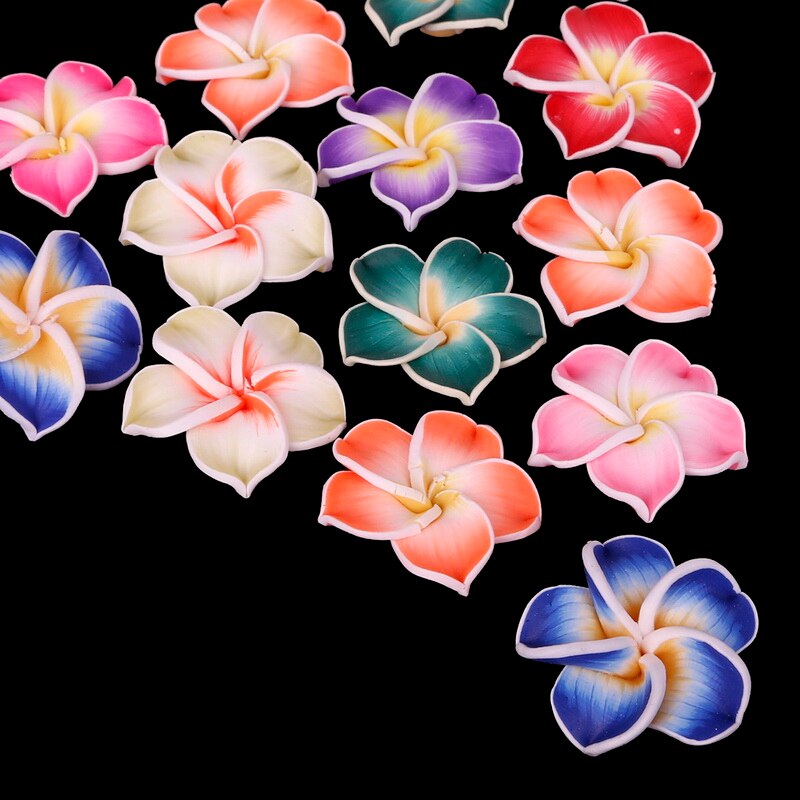 5-10 Stuks Mode Mooie Charmant Gemengde Kleur Polymer Clay Bloem Losse Spacer Kralen 10-30mm: 30x12mm 10pcs