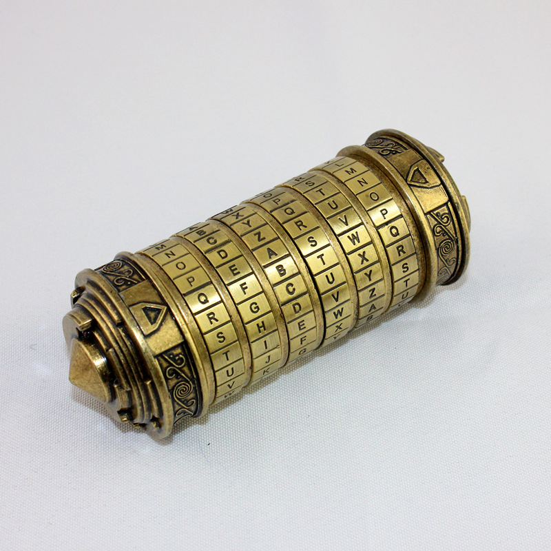 LeLeonardo DaVinci Code Lock Metal Bronze Criptex Locks Wedding Valentine's Day Letter Password Escape Chamber Props