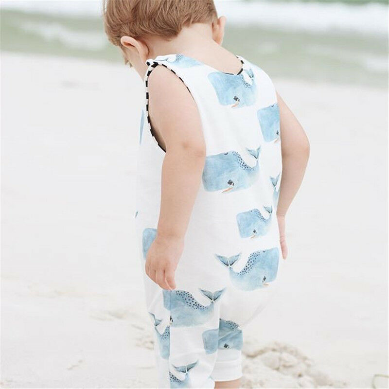 Brand Toddler Baby Boys Girls Whale Romper Summer Sleeveless Cotton Jumpsuit Outfit Soft Cotton Baby Clothes Playsuit