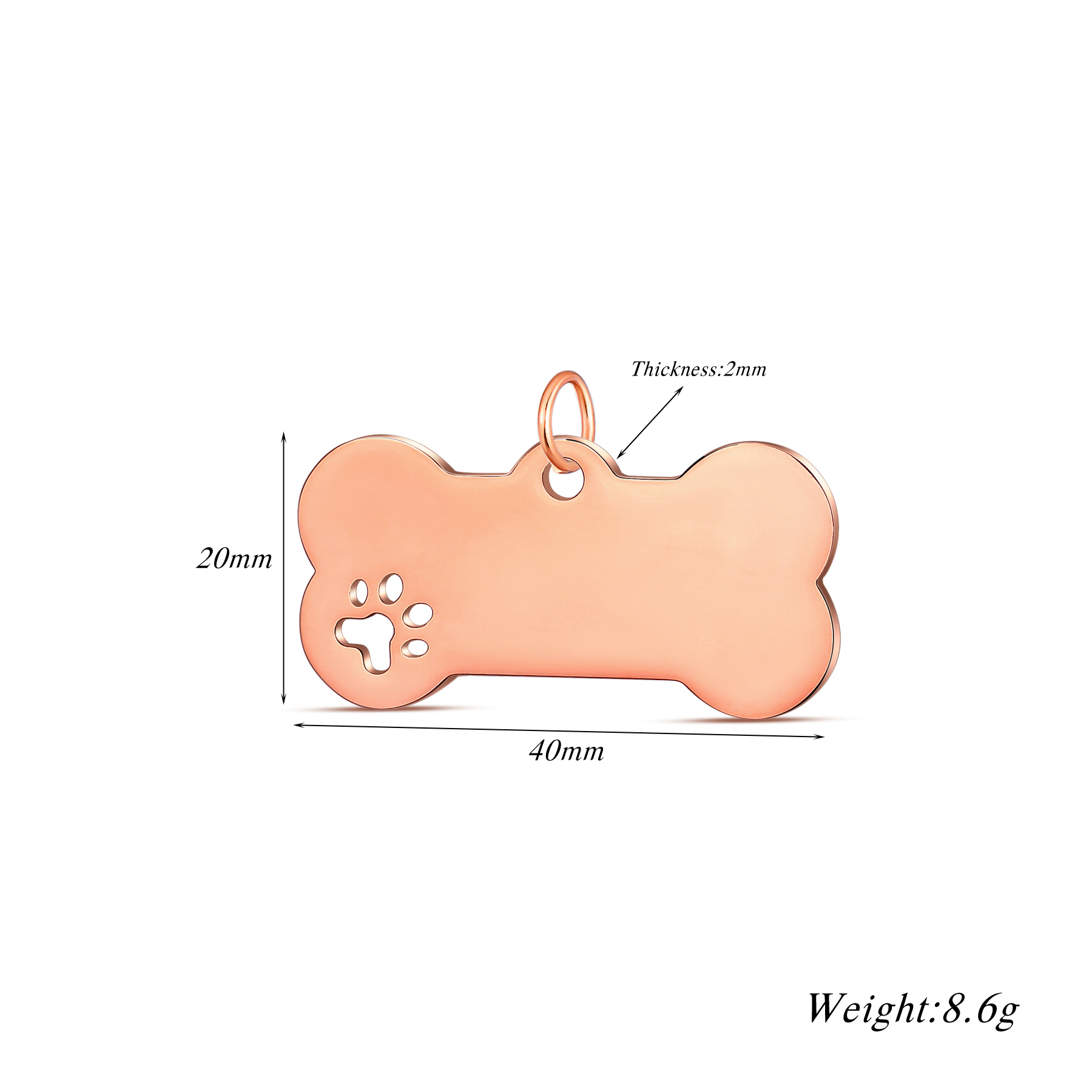 5Pcs Dog Bone Paw Print Tags Pendant Charm Dog ID Stainless Steel Blank Dog Tags 2 colors Both side Polished