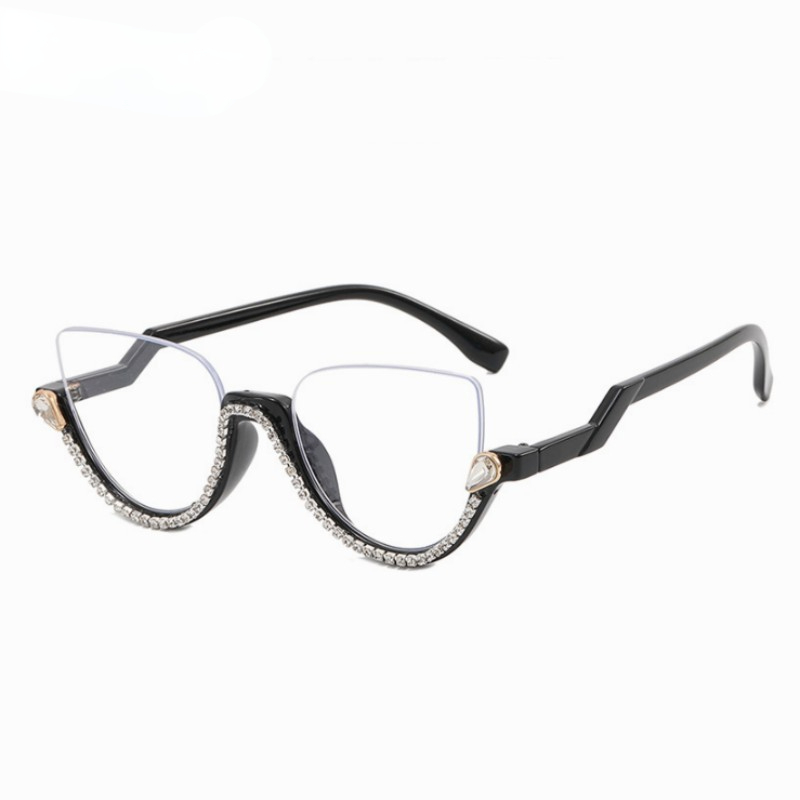 Gafas de ojo de gato con luz azul para mujer, anteojos Retro con diamantes, óptica General, lente transparente de lectura, tendencia femenina,