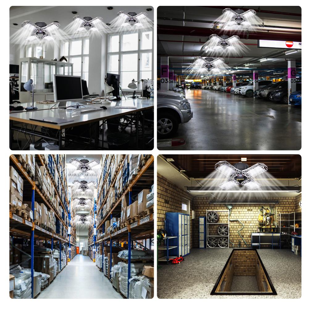 Ultrathin LED Garage Light Motion Sensor Ceiling Lamp 80/120w E27 Warehouse Workshop Foldable Industrial Ligtht 85-265V