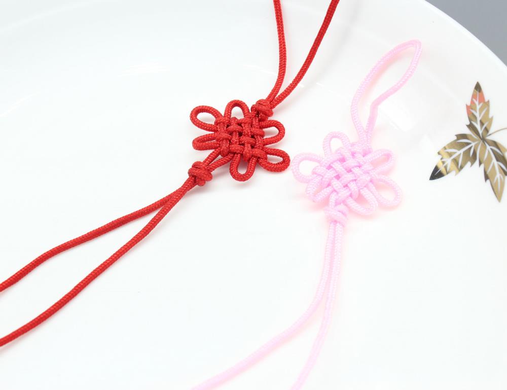 200 stks DIY Handgemaakte Chinese lucky Knoop roze en rood kwastje hanger 26 cm lange mini chinese knoop