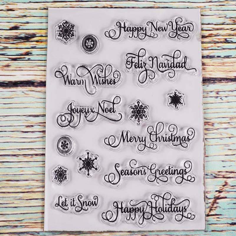 Gelukkig nieuwjaar sneeuwvlokken Transparante clear stempel voor DIY Scrapbooking/Card Making/Kids Kerst Fun Decoratie Benodigdheden