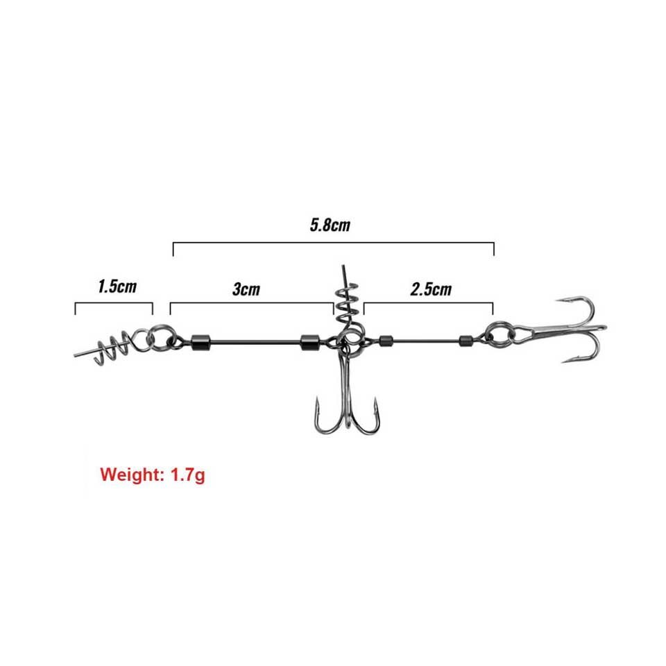 String Vishaak Prikkeldraad Triple Haken Set Zachte Lokken Aas Vishaak Jig Rig Helpen Haak Met Schroef Pin: M