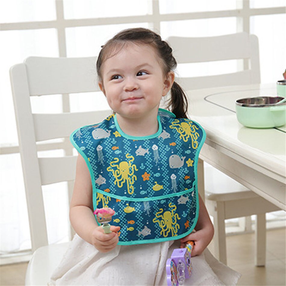 Balleenshiny crianças à prova dwaterproof água macacão pintura do bebê anti-sujo roupas da criança aventais cor raindrops babadores do bebê saliva toalhas
