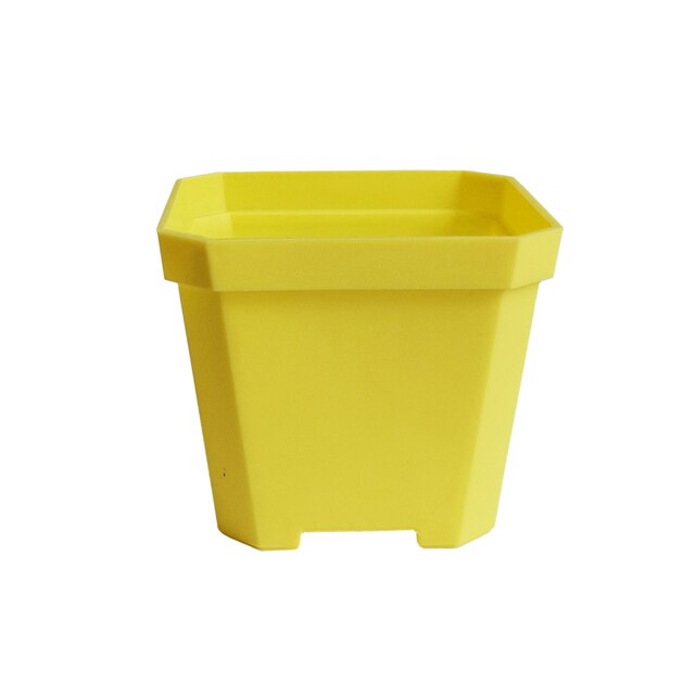 14 Pcs Plastic Dikker Vierkante Bloempotten Home Tuin Kantoor Vetplant Pot Snoep Kleur Kas Kwekerij Potten 10Cm * 10Cm: YELLOW