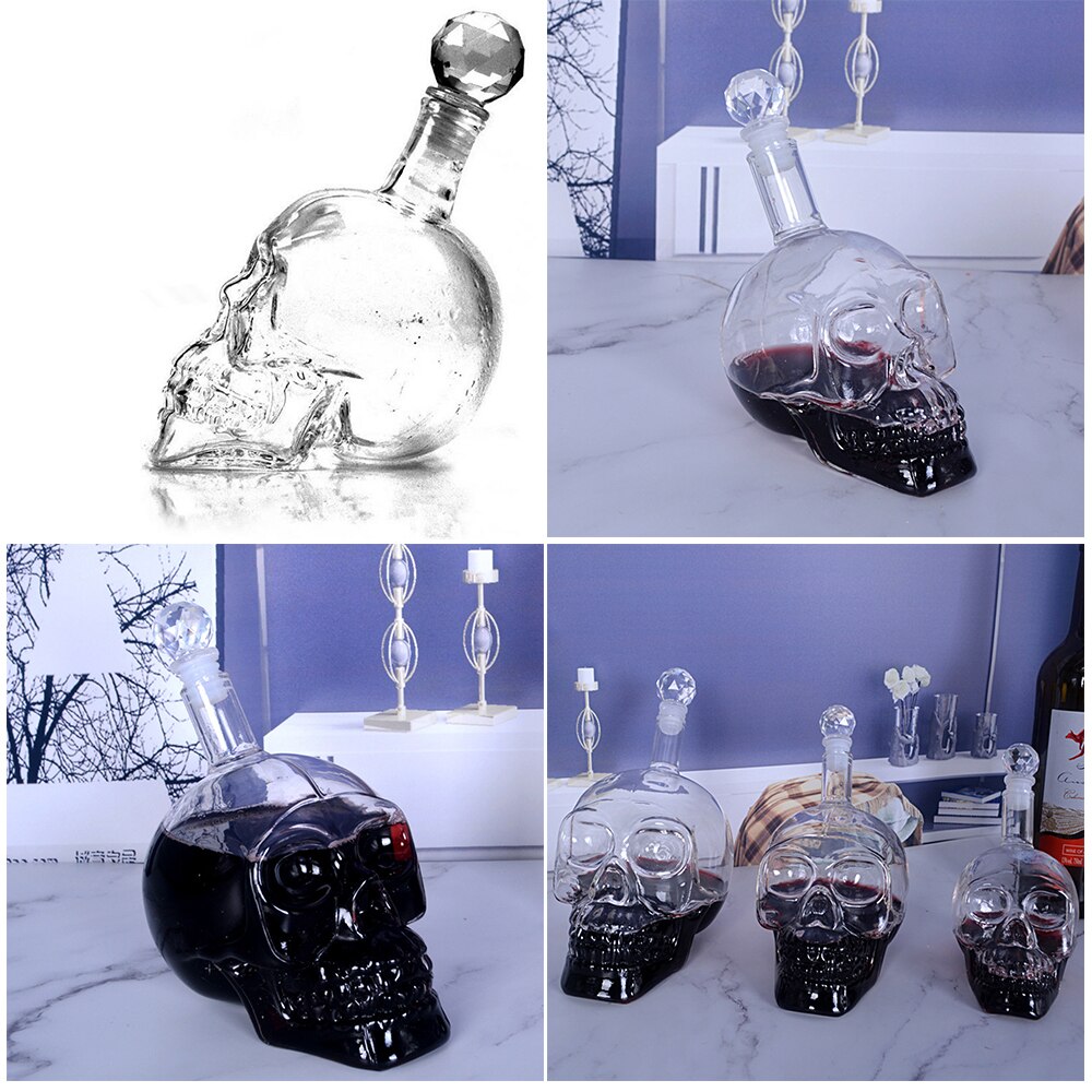 Botella creativa con cabeza de Calavera de Cristal, Whisky, Vodka, botella decantadora, Whisky, vidrio, cerveza, vaso para licor, agua, BARRA DE VIDRIO el hogar