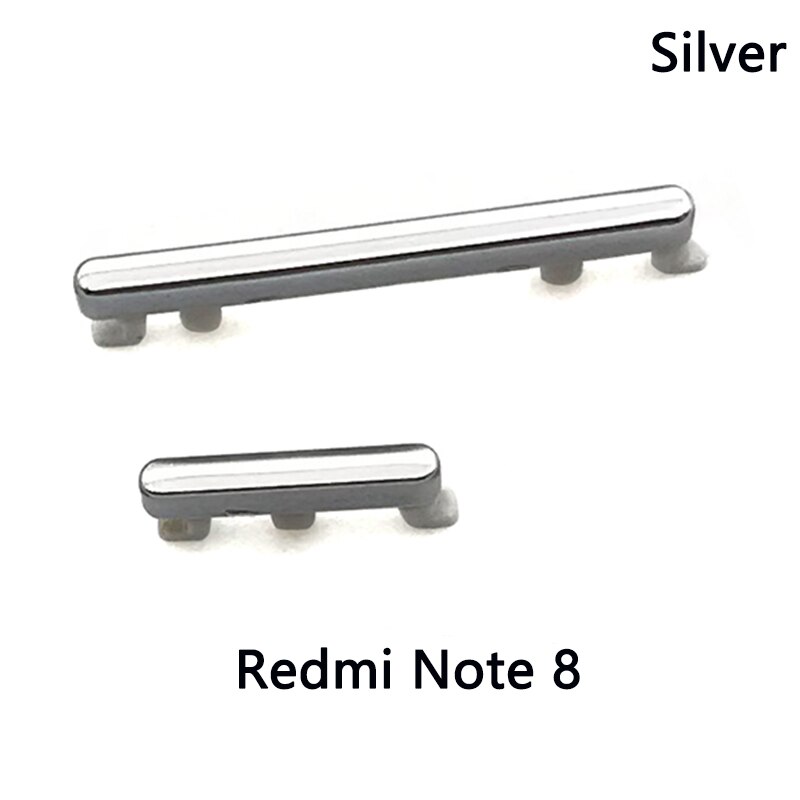 Dla Xiaomi Redmi Note 9S boczny przycisk głośności + włącznik/wyłącznik boczny zestaw dla Xiaomi Redmi Note 10 Pro boczny przycisk głośności: Note 8 Silver