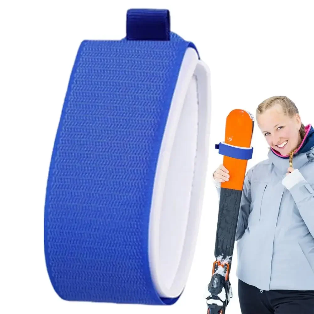 Correas ajustables para envolver esquí, banda para almacenamiento de esquí, cinta de sujeción para esquí, corbata de almacenamiento con almohadilla protectora, accesorios para esquís, deporte de invierno: Blanco