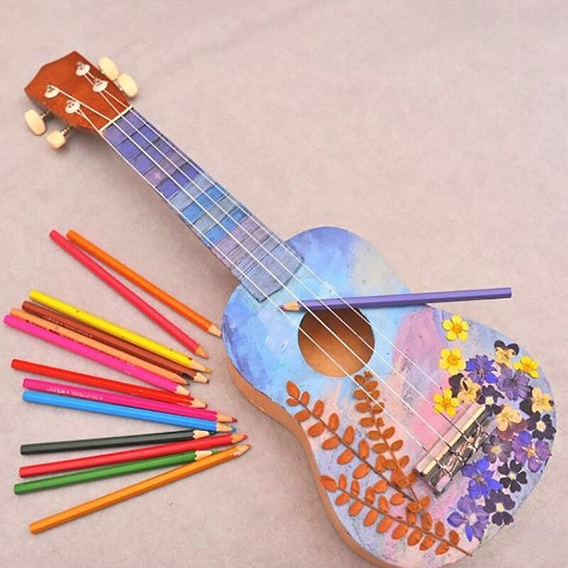 Soprano ukulélé Kit de bricolage 21 pouces en bois 4 cordes guitare hawaïenne pour travail manuel peinture parfaite Parents-enfant campagne