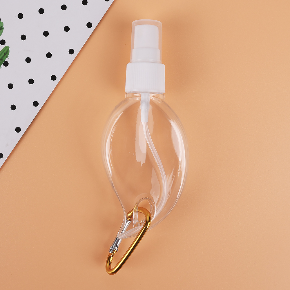 50ML Portable Plastic Spray Bottle with Keychain Leaf Shape Leakproof Refillable Container Alcohol Sanitizer Spray Container: Transparent