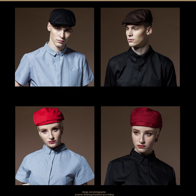 Casquette de travail pour homme, Chef, serveur et serveuse, chapeau béret, 4 couleurs, uniforme de travail, accessoire casquette S2, Restaurant, garde-manger et hôtel