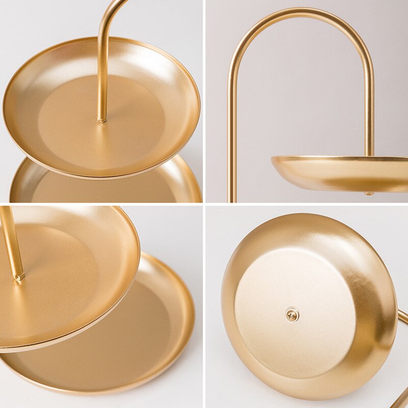 Double-Layer Nordic Iron Fruit Plate Candy Plate Home Living Room Snack Fruit Tray Dried Fruit Plate Storage Basket