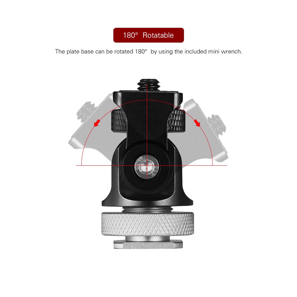 Andoer Mini Ball Head Ballhead Flash Shoe Mount Adapter 1/4" Screw for DSLR Camera Microphone LED Video Light Monitor Tripod