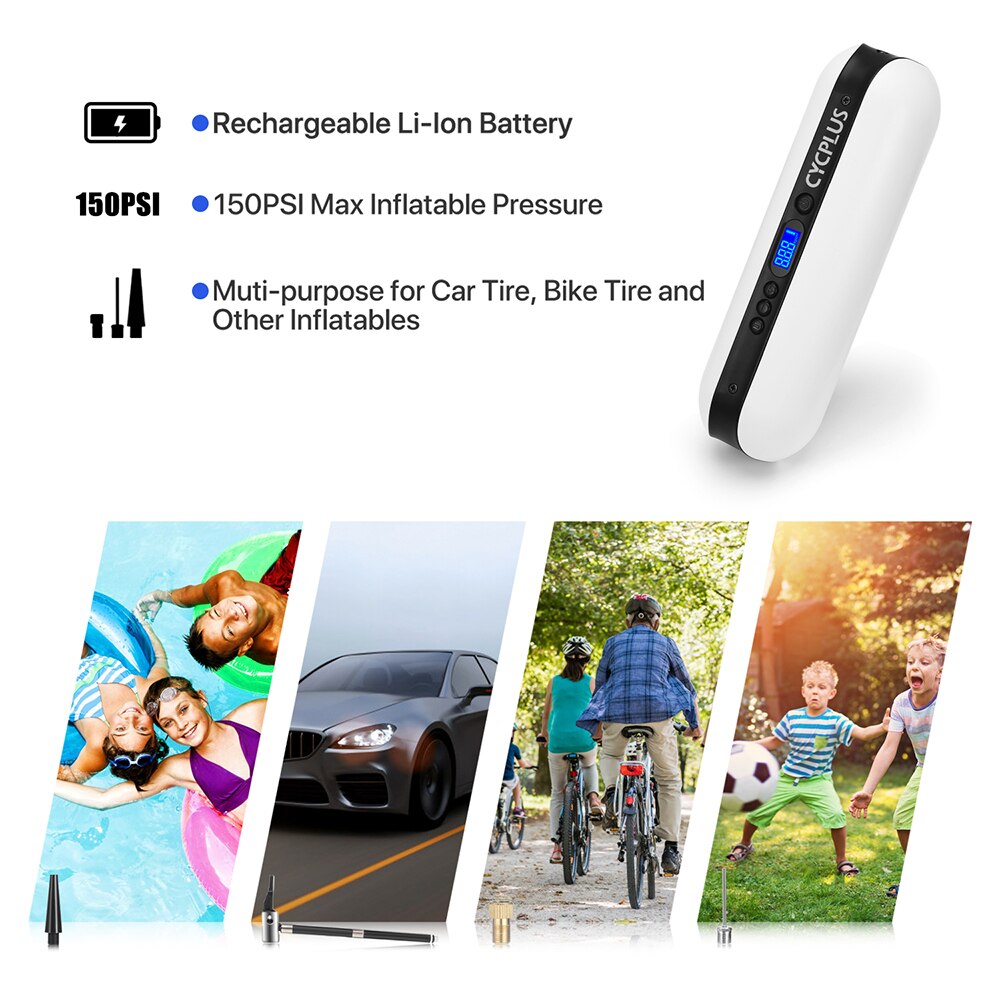 Cycplus Smart Luchtpomp Fietsen Fiets Accessoires Fiets Pomp Mini Draagbare 150PSI Digitale Bandenspanning Detector Voor Bal Pompa