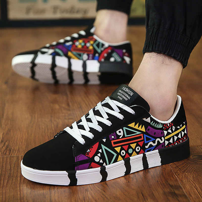 Plimsolls herenschoenen print lage top heren sneakers hiphop heren casual schoenen zomer kruisbandjes heren zapatos vulcanize schoen  c63
