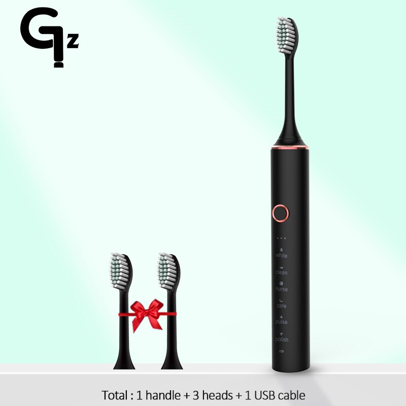 GeZhou-cepillo de dientes eléctrico sónico para niños, dispositivo de limpieza recargable IPX7, resistente al agua, 18 modos de viaje, 16 cabezales