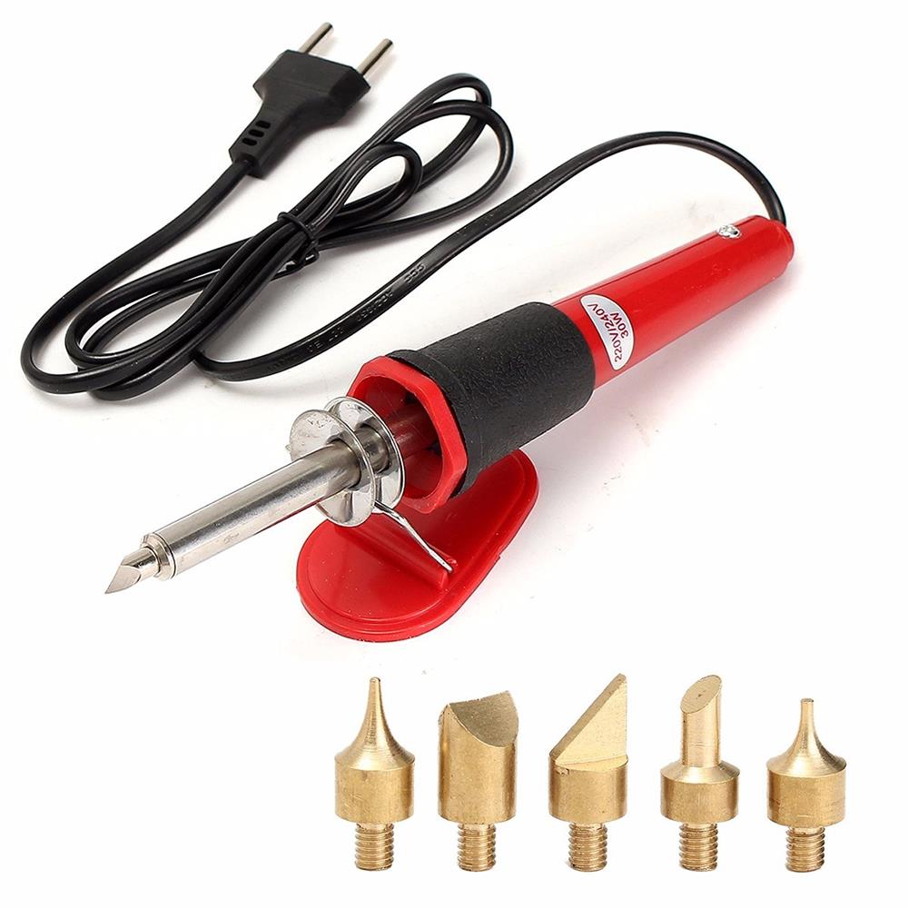Edelstahl Multifunktions dauerhaft Elektrische Lötkolben Holz Brennen Bausatz Gravur Stift Brandmalerei Werkzeug umdrehen Wort: 7Stck EU Stecker