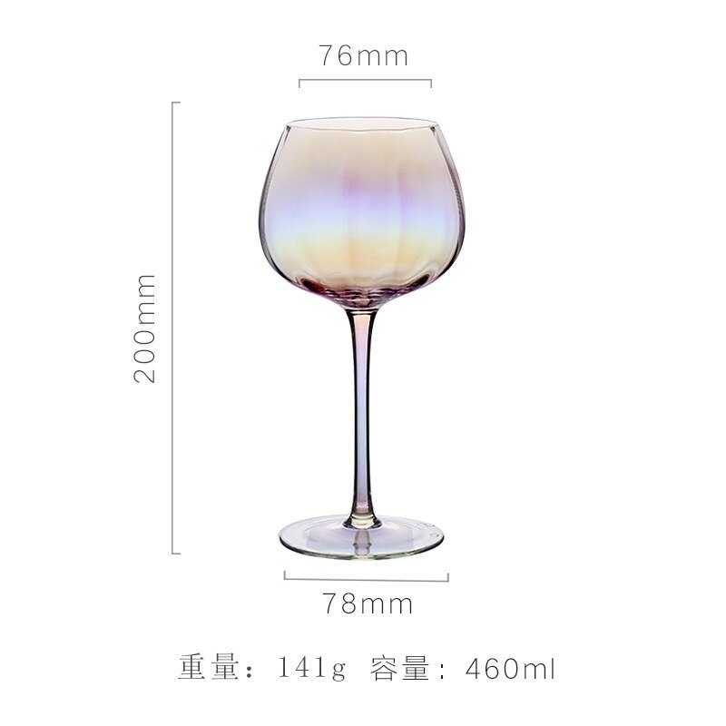 Electroplated crystal glass rainbow red wine glass set home colorful goblets dazzling champagne glasses wine glasses wine set: 460ml