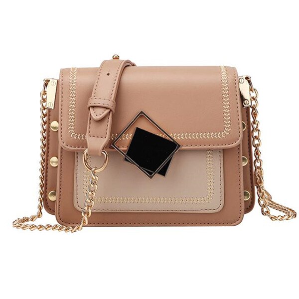 Chic contraste couleur rabat sacs de messager pour les femmes boucle magnétique unique sacs à bandoulière dames pochette sac à main à la Rivet: Pink