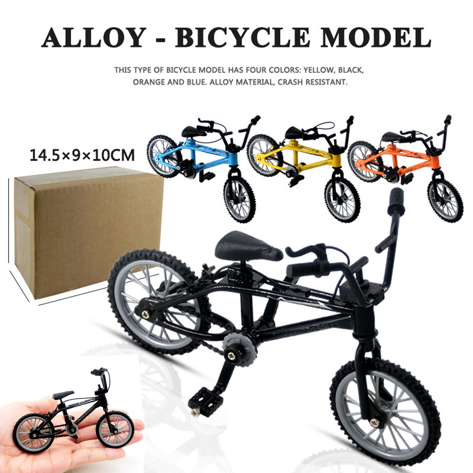 Mini Vélo De Montagne En Alliage Métal – Modèle Réaliste à Échelle Réduite, Jouet Doigt BMX, Décoration Bureau Ou Collection – 19 Cm X 13 Cm Noir