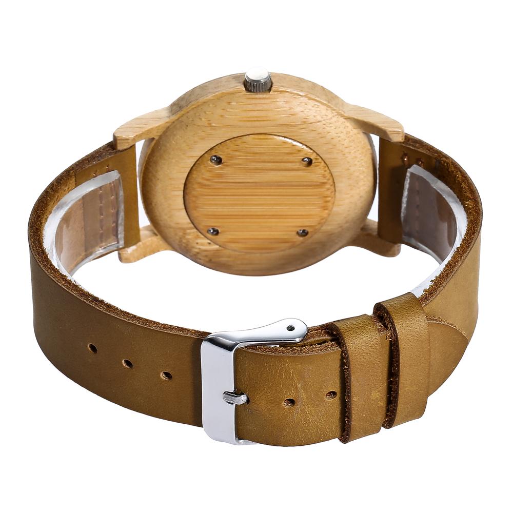 Dameshorloge van bamboehout met leren band, analoog kwarts, lichtgewicht casual horloges, set voor liefhebbers van polshorloges