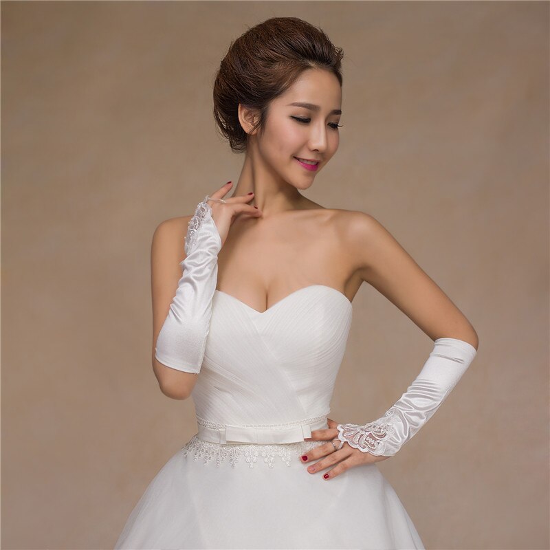 Guantes de novia sin dedos para mujer, elegantes guantes de lentejuelas hasta el codo, blanco, marfil y rojo, accesorios de boda, , GV003