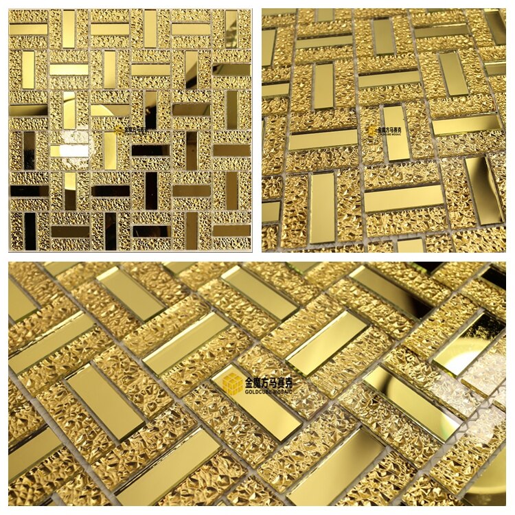 Gold Mirror Glass Mosaic Kitchen Backsplash Tile JMFGT2028 Bathroom Glass Wall Tile