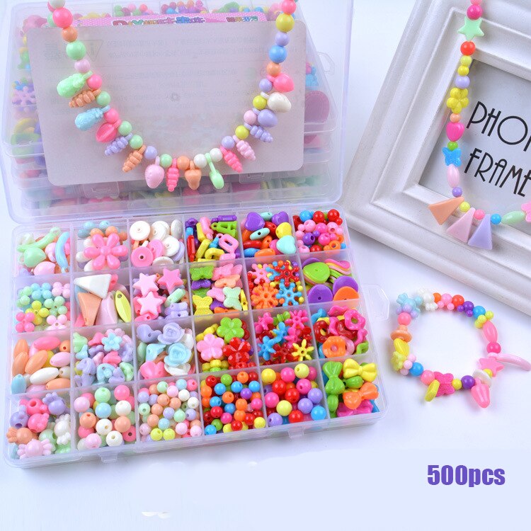 Kids DIY Bead Kit - Acrylic Plastic Spacer Charms - Necklace Bracelet Jewelry Making Toy for Girls 5-13 Years: 24 grid 10