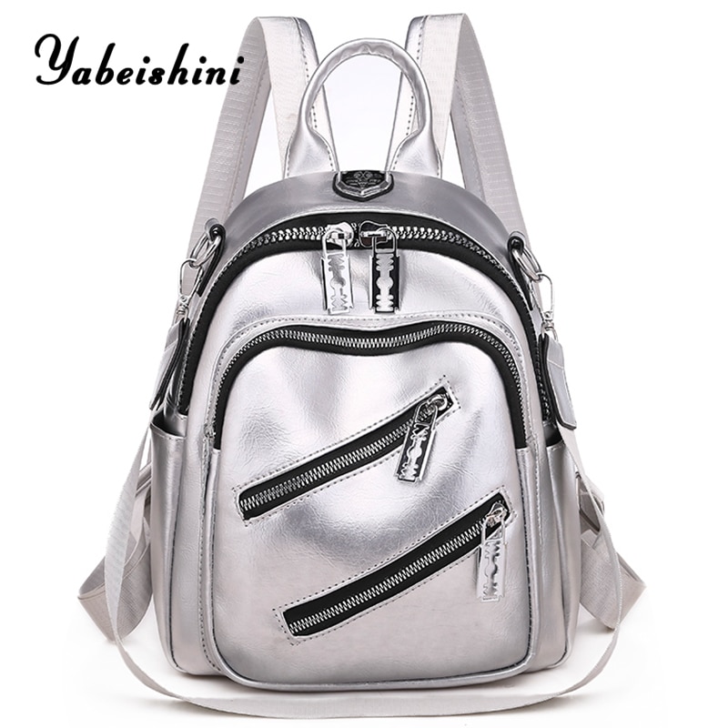Yabeishini Hoge Capaciteit Dubbele Rits Lederen Rugzakken Tassen Voor Vrouwen Vrouwelijke Schoudertas Multifunctionele Reizen Rugzak
