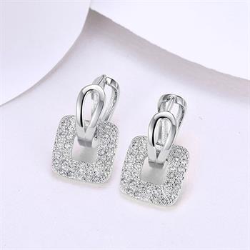 K Gold Zircon Earrings Square Diamond Romantic Earrings Ear Clips Women White Gold KZCE146-C Earrings Earrings for Women