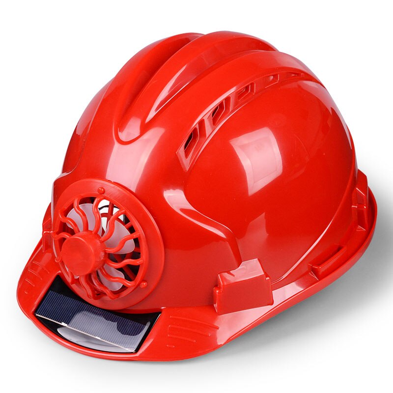 Fan Helmet Outdoor Solar Power Safety Hard Hat Working Construction Workplace High strength ABS Protective Cap Solar Panel: Red