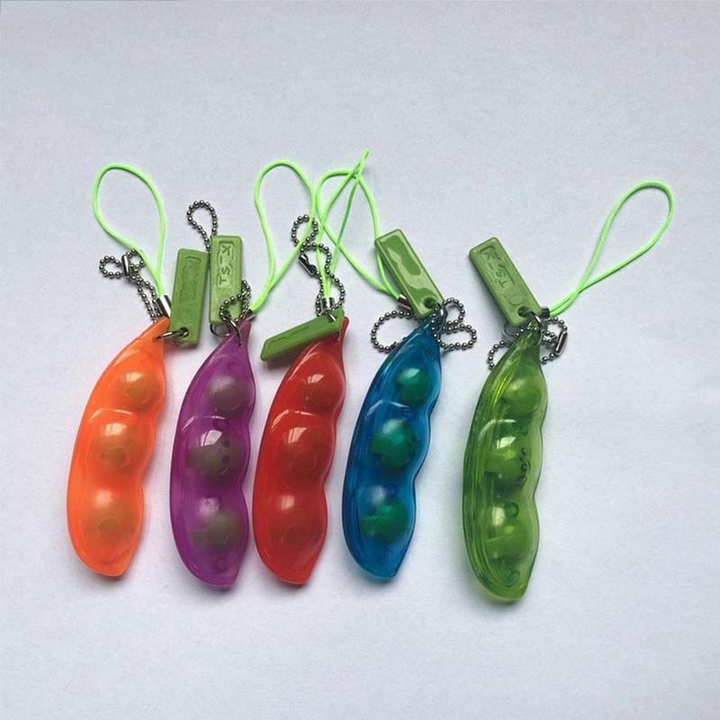 Linzen-erwtenkleur fidget toy antistress knijp edamame stressverlichtend speelgoed sleutelhanger openrits bonen emotie fidget sleutelhanger