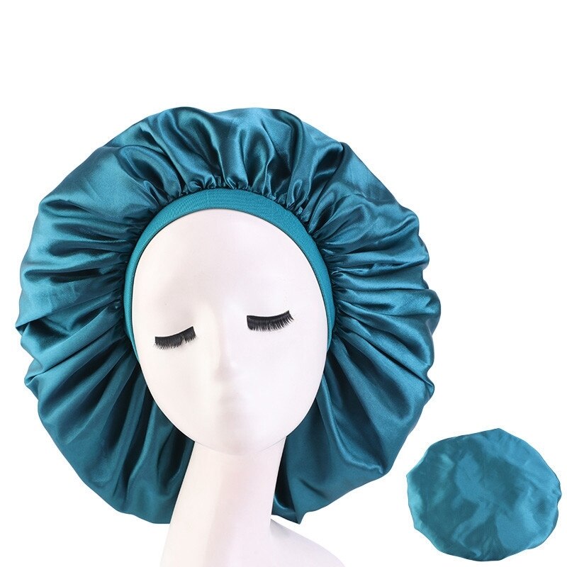 Bonnet de nuit en Satin pour les cheveux, style américain, pour dormir, rond, uni, élastique, populaire, Extra Large, chimio, Turban européen,: Type 3