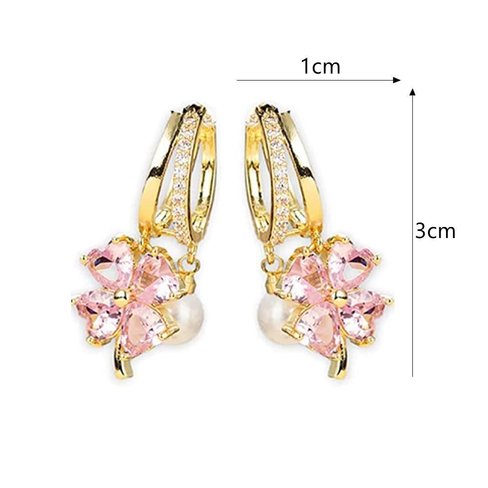 Boucles d'oreilles Germanium magnétothérapie lymphatique pour la perte de poids, cristal violet, fleur à quatre feuilles, perle, nouvel accessoire d'oreille de luxe léger