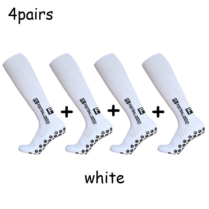 Long FS Football Socks Non-slip Silicone Sole Compression and Breathable Professional Football Socks: white