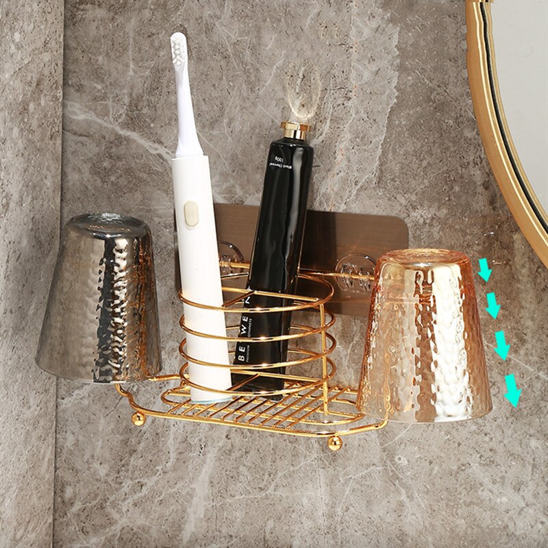 Porte-gobelet à dents en acier inoxydable, verre Transparent, gargarisme, porte-brosse à dents sans poinçon, accessoires de salle de bain, 1 pièce