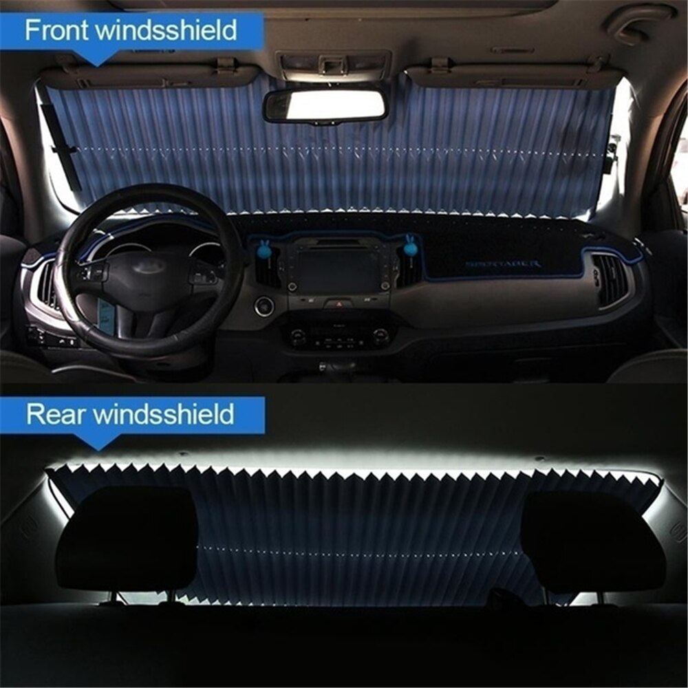 Auto Retractable Voorruit Anti-Uv Autoruit Schaduw Autovoorzijde Zon Blok Auto Rear Window Opvouwbare Gordijn 46/65/70/Cm Zonnescherm