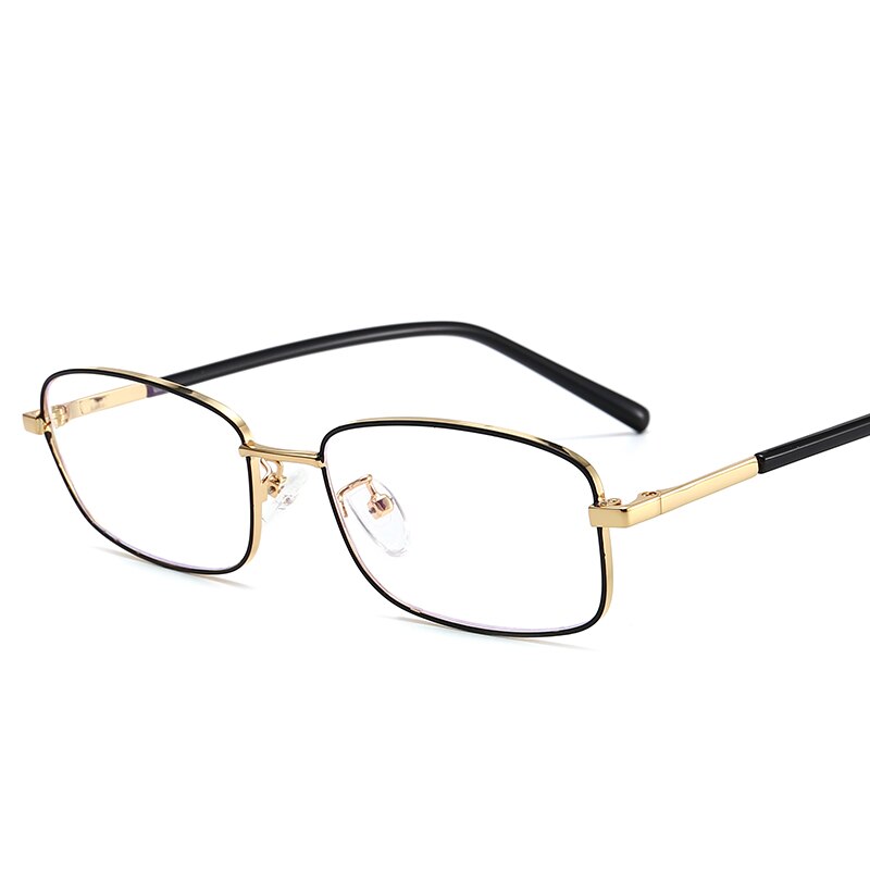 Kiyo merk dames heren anti-blauw licht optisch montuur metalen brilmonturen vierkante bril brillen 9647: Zwartgoud