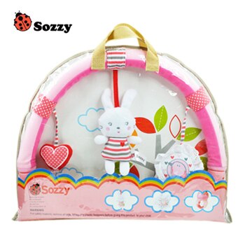1 stücke Baby Hängen Baby Zebra Blau Elefant Und rosa Häschen Musik Spielzeug Bett & Kinderwagen Spielzeug Babyrassel: Hase mit Kasten