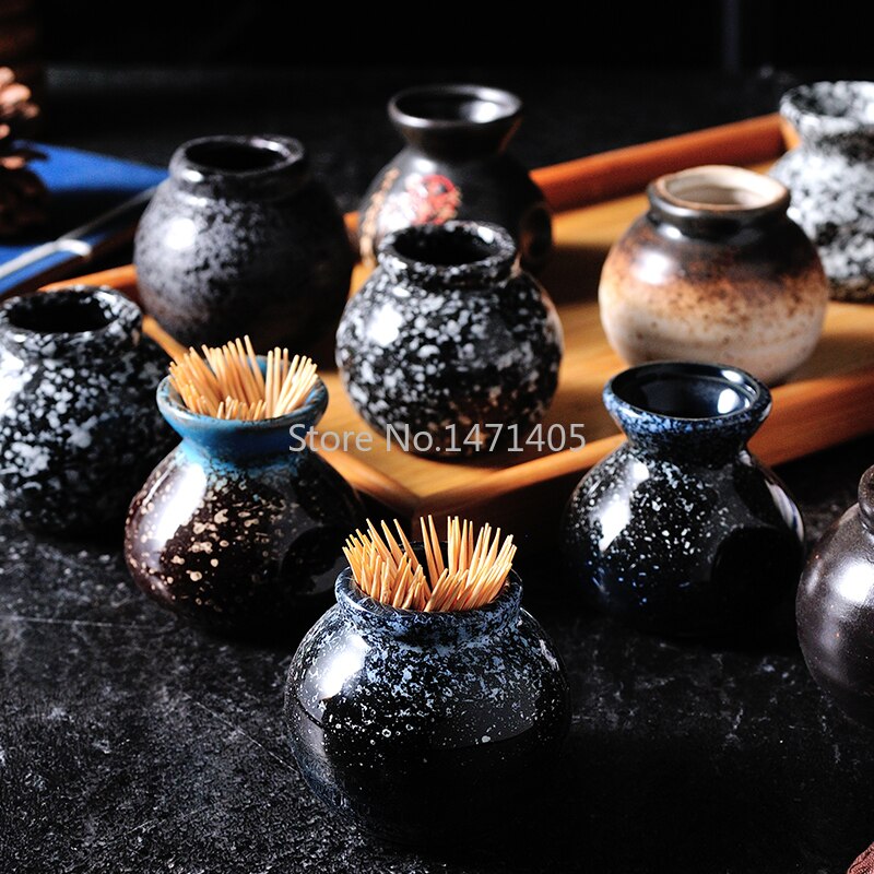 Suporte de palito de cerâmica preto estilo japonês, gelo seco, pequena jarra, criativo, retrô, personalidade, porcelana, garrafa, utensílios de mesa