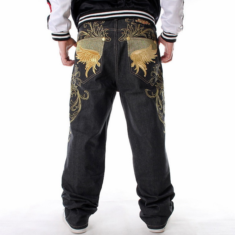 Mænd denim bukser løse streetwears hip hop jeans casual broderi skateboard baggy jeans bukser til mænd plus size jean bukser