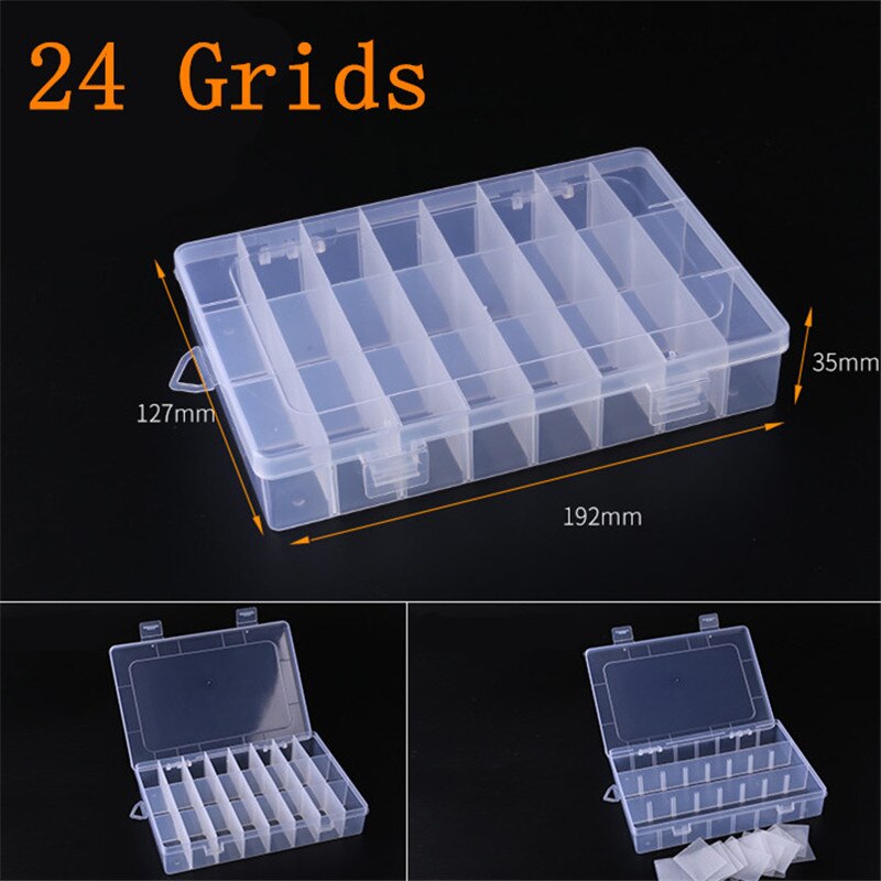 Adjustable 3-36 Grids Compartment Plastic Storage Box Jewelry Earring Bead Screw Holder Case Display Organizer Container: D7